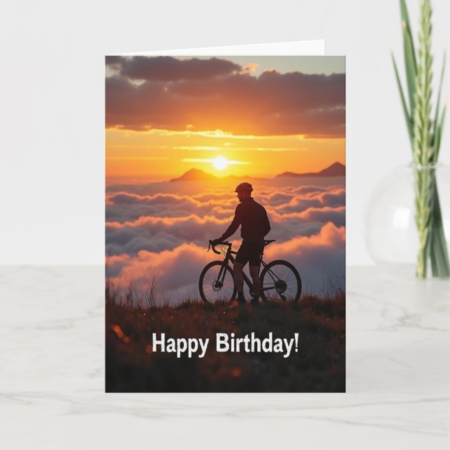 Carte de vélo au coucher du soleil aventure (Devant)
