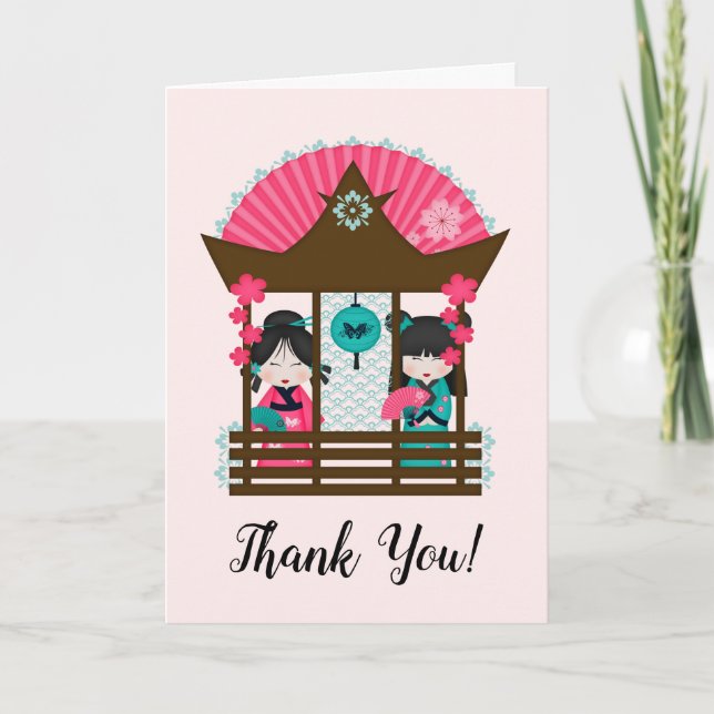 Carte de ventilateur japonaise Merci Kimono Girls (Devant)