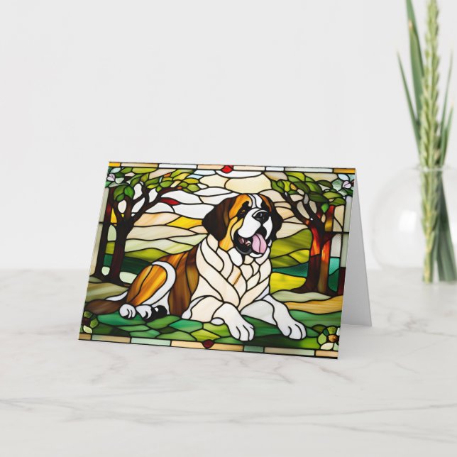 Carte de verre teinté Saint-Bernard mignon (Devant)