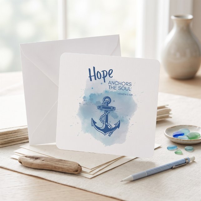 Carte de verset Ancre d'Espoir (Coastal style for a grounded soul.)