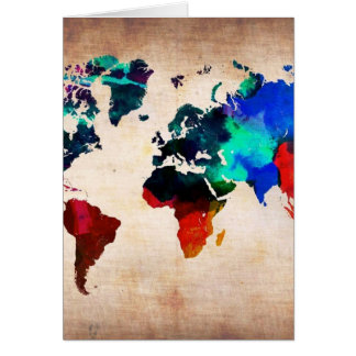 Carte de Vieux Monde d'aquarelle mignonne