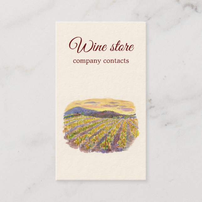 Carte de vignes aquarelle (Devant)