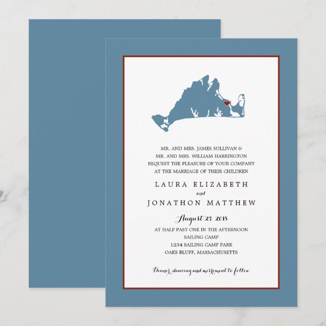 Carte | de vignoble d'Edgartown Marthas épousant (Devant / Derrière)