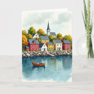 Carte de village au bord de l'eau pour un joyeux a
