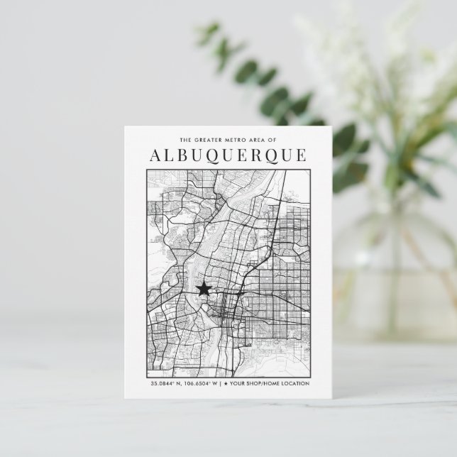 Carte de ville d'Albuquerque + Carte postale de re (Debout devant)