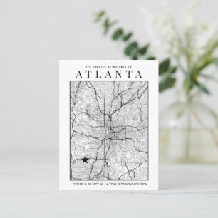 Carte de ville d'Atlanta + carte postale de repère