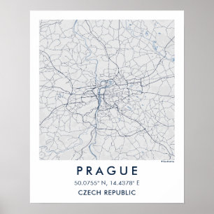 Carte de ville personnalisée de Prague - Affiche d