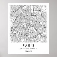 Carte de ville personnalisée Paris France Affiche