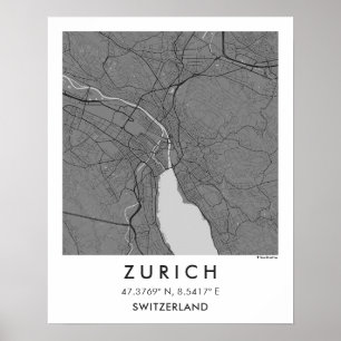 Carte de ville personnalisée Zurich Suisse affiche