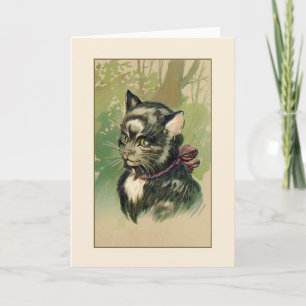 Carte de Vintage Black and White Cat