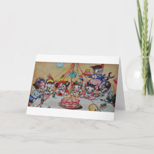 Carte de Vintage Cat and Dog Party