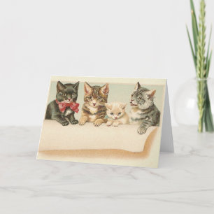 Carte de Vintage Cat Family