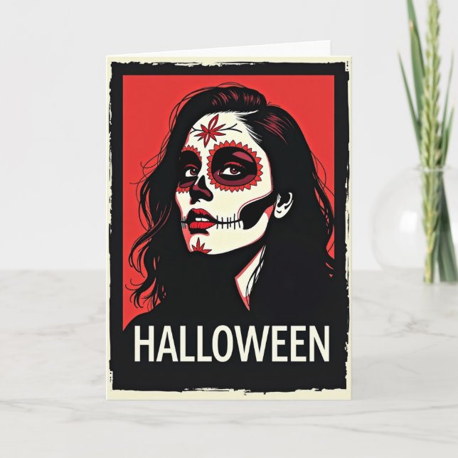 Carte de visage de crâne Halloween (Devant)