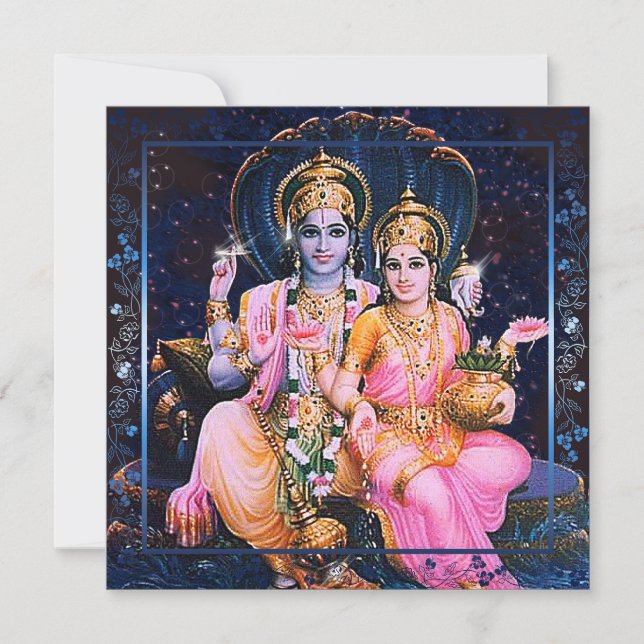 Carte de Vishnu et de Lakshmi, invitation, saluant (Devant)