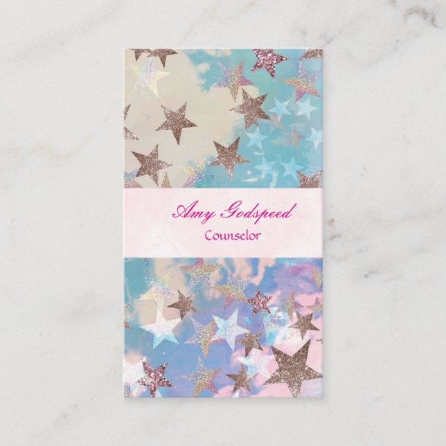 CARTE DE VISITE キラキラ星のおしゃれな名刺 (Devant)