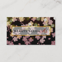 桜とゴールド ブラック 美しい サロン スクール 美容 名刺♡