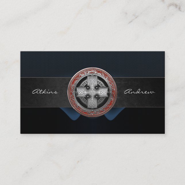 Carte De Visite [100] Ancienne Croix de noeud d'argent sacré celti (Devant)