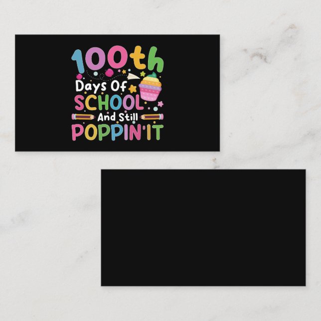 Carte De Visite 100 Jours D'École Et Toujours Poppin' Girl (Devant / Derrière)