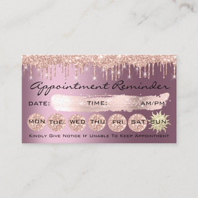 Carte De Visite 100 Lashes Rendez-vous rappel Rose Eggplant (Devant)
