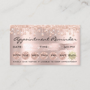 Carte De Visite 100 Lashes Roses de rappel de rendez-vous