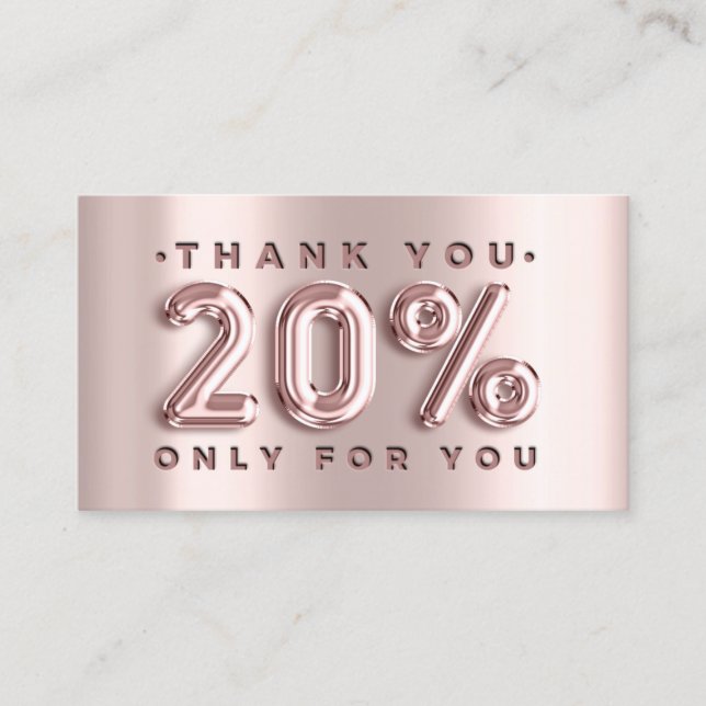 Carte De Visite 100 Logo QRCODE 20%OFF Code Rose métal rose (Devant)