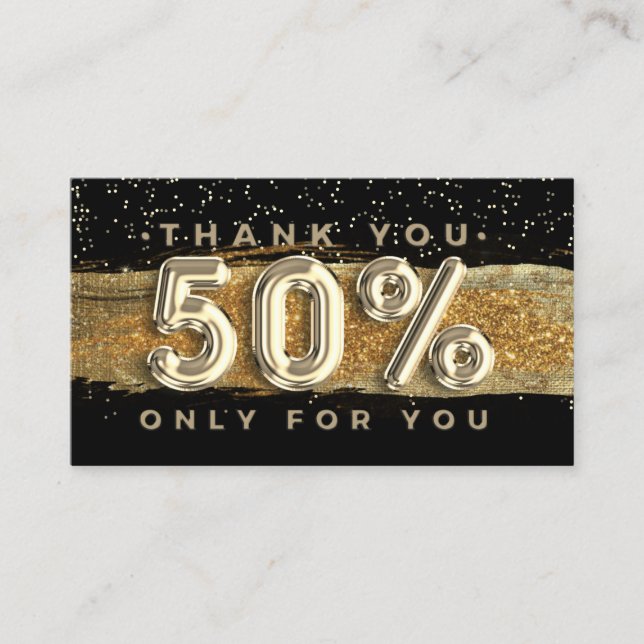 Carte De Visite 100 Logo QRCODE 50%OFF Merci Black Gold (Devant)