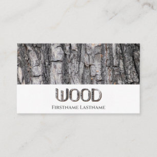 Carte De Visite 100% naturel écorce d'arbre grise lettres en bois