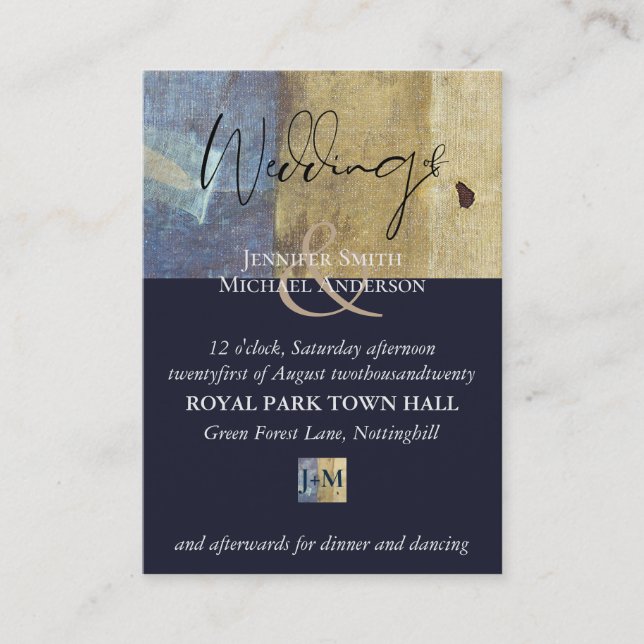 Carte De Visite 100 Urban Navy Blue Modern Budget Wedding Invite (Devant)