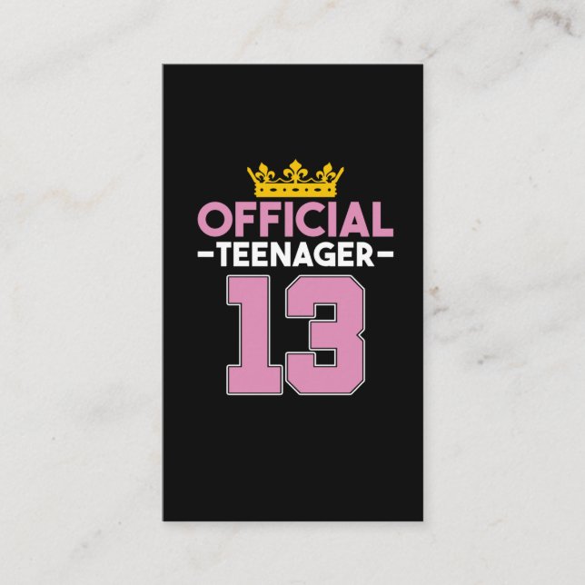 Carte De Visite 13e anniversaire fille princesse officielle adoles (Devant)