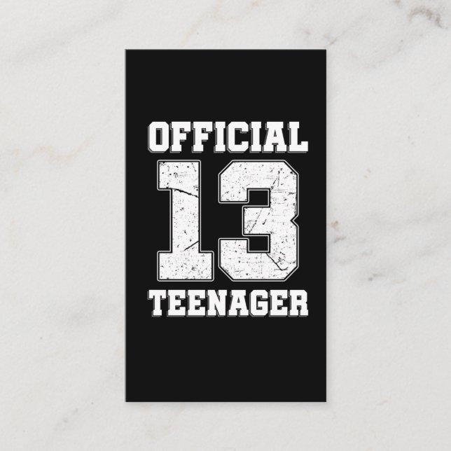Carte De Visite 13e anniversaire Treize ans Adolescent officiel (Devant)