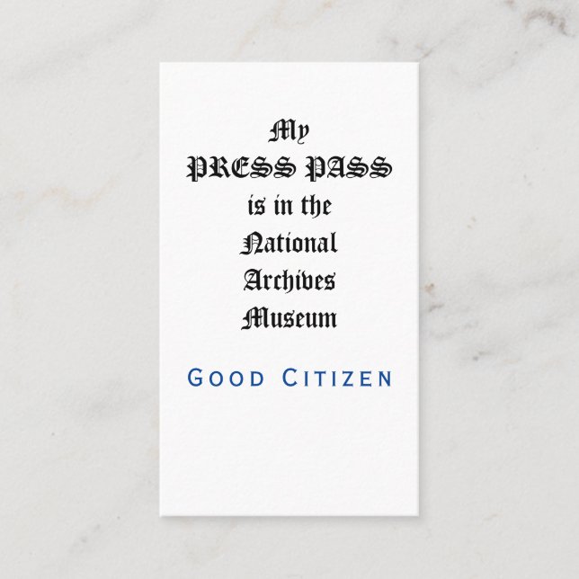 Carte De Visite 1er amendement Audit - My Press Pass (Devant)