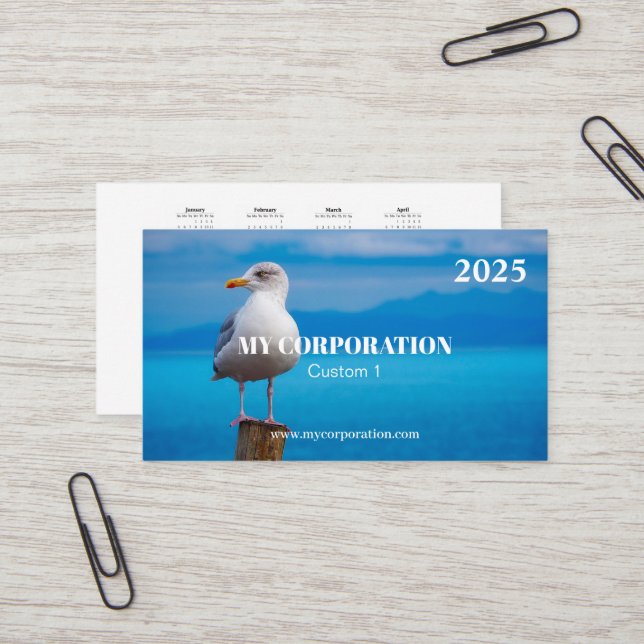 Carte De Visite 2025 Pocket Calendar Bird (Devant/Arrière en situation)