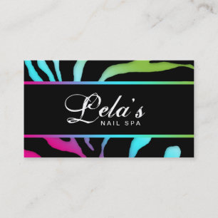 Carte De Visite 232 Animaux Zebra Nail Salon Pink Blue Gr