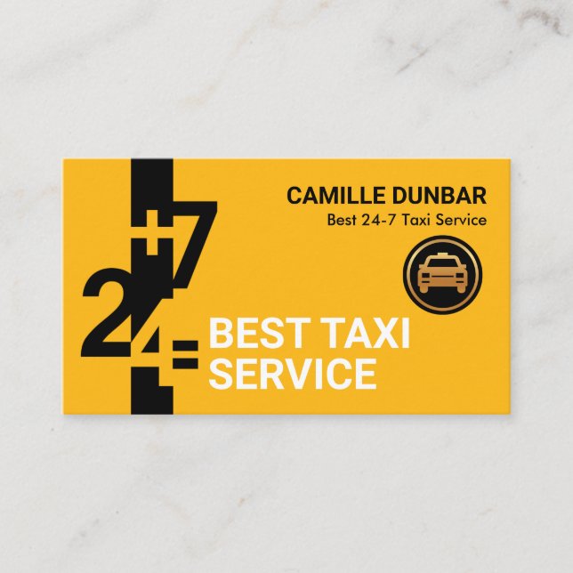 Carte De Visite 24-7 Signage Taxi jaune Conducteur désigné (Devant)