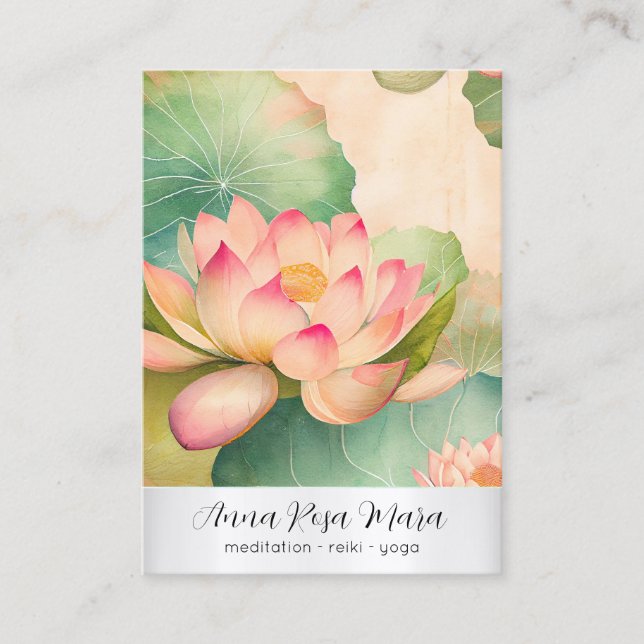 Carte De Visite *~* 2 Art Lotus   PHOTO Nature Flowers QR AP67 (Devant)