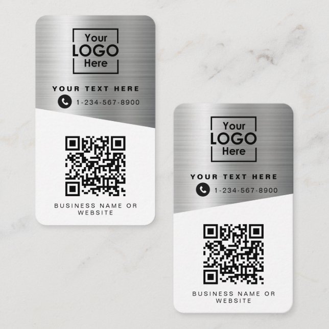 Carte De Visite 2 codes QR 2 Logos professionnels et 2 contacts Ar (Devant / Derrière)
