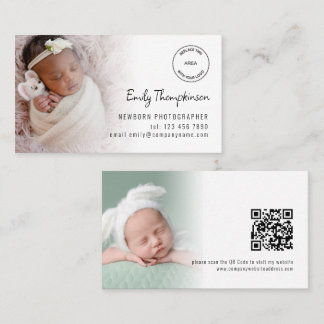Carte De Visite 2 Photos Logo QR Code Bébé Photographe