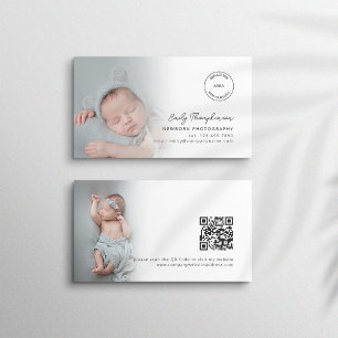 Carte De Visite 2 Photos Logo QR Code Newborn Baby Photographer