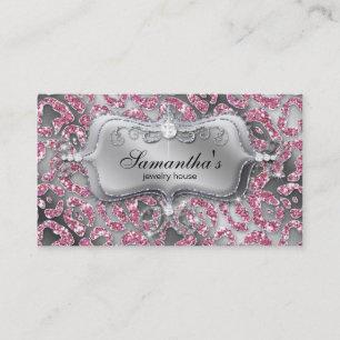 Carte De Visite 311 Bijoux étincelante Zebra Classy Rose