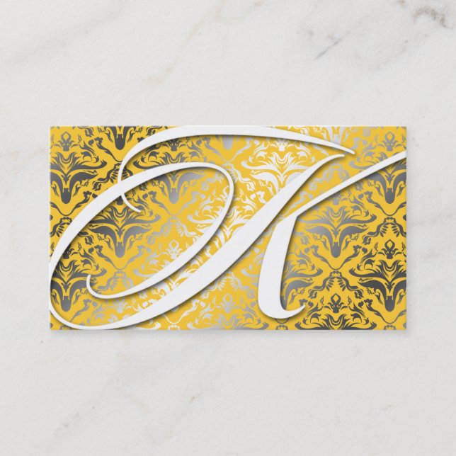 Carte De Visite 311-Dazzle je damassé - jaune de monogramme de K (Devant)