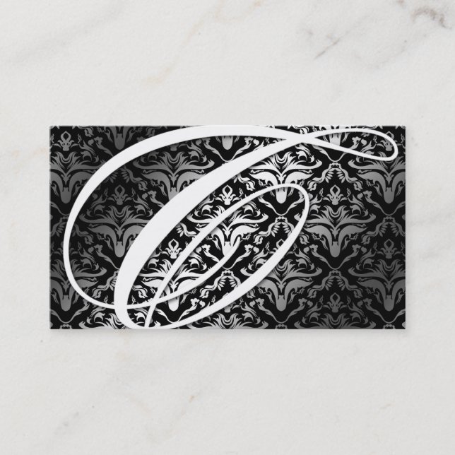 Carte De Visite 311-Dazzle je damassé - noir de monogramme de C (Devant)