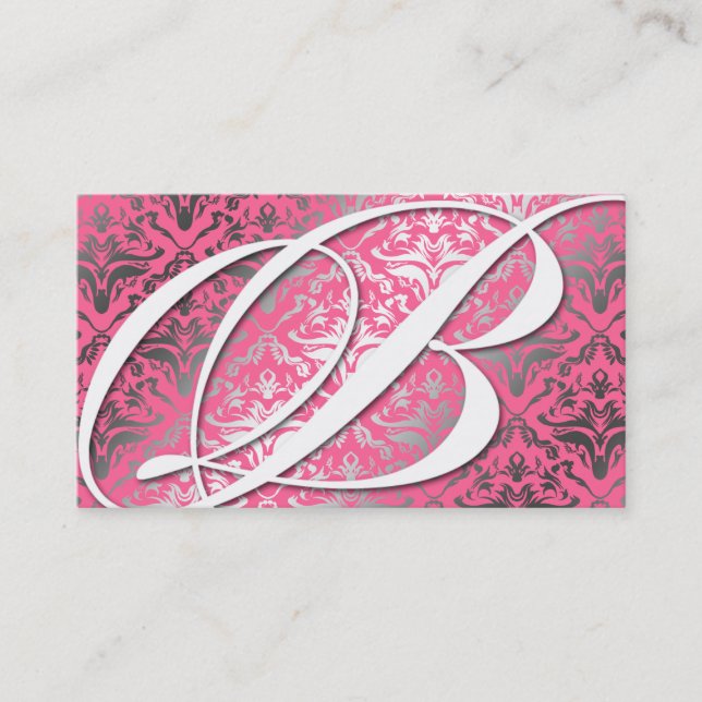 Carte De Visite 311-Dazzle je damassé - rose de monogramme de B (Devant)