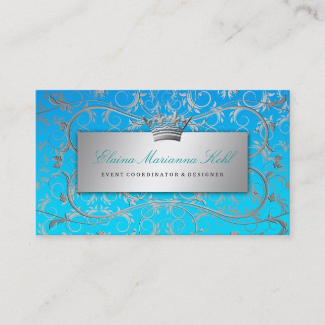 Carte De Visite 311 Fade tropicale bleue divine d'argent (Devant)