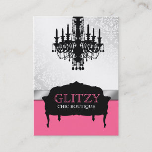 Carte De Visite 311-Glitzy boutique chic - verticale de rose rose