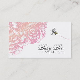 Carte De Visite 311-Le peluche Fleur avec l'abeille - rose crémeu