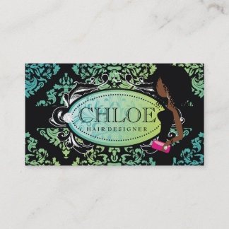 Carte De Visite 311-Luxurieusement Turquoise n Monogramme de Chaux