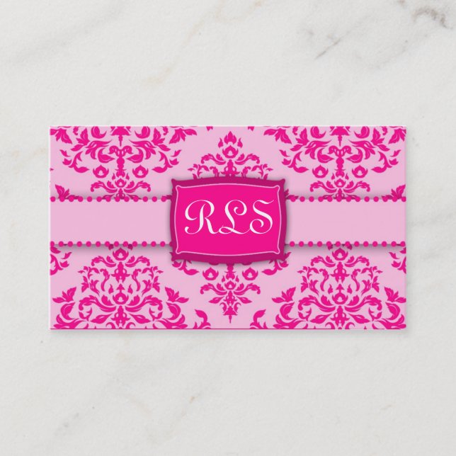 Carte De Visite 311-Monogram cerise sur le gâteau - rose (Devant)