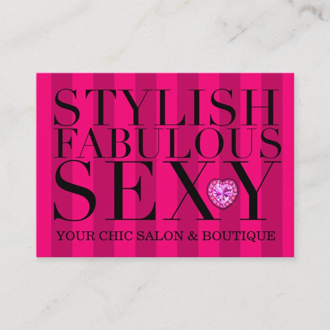 Carte De Visite 311 rayures roses chics de Tres (Devant)