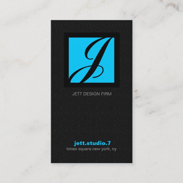 CARTE DE VISITE 311-SIMPLY MONOGRAMME CARRÉ TEXTURE-BLUE (Devant)