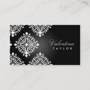Carte De Visite 311 Valentina Noir et damassé de Blanc